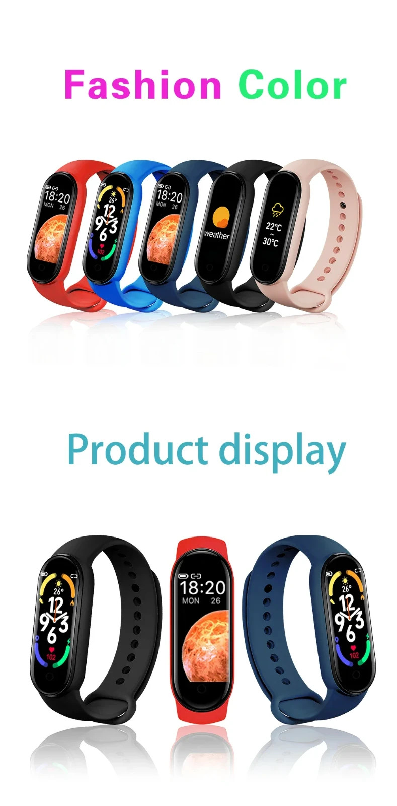 10pcs/lot ups free ship M7 Smart Band Watch Silicone Heart Rate Smart Band