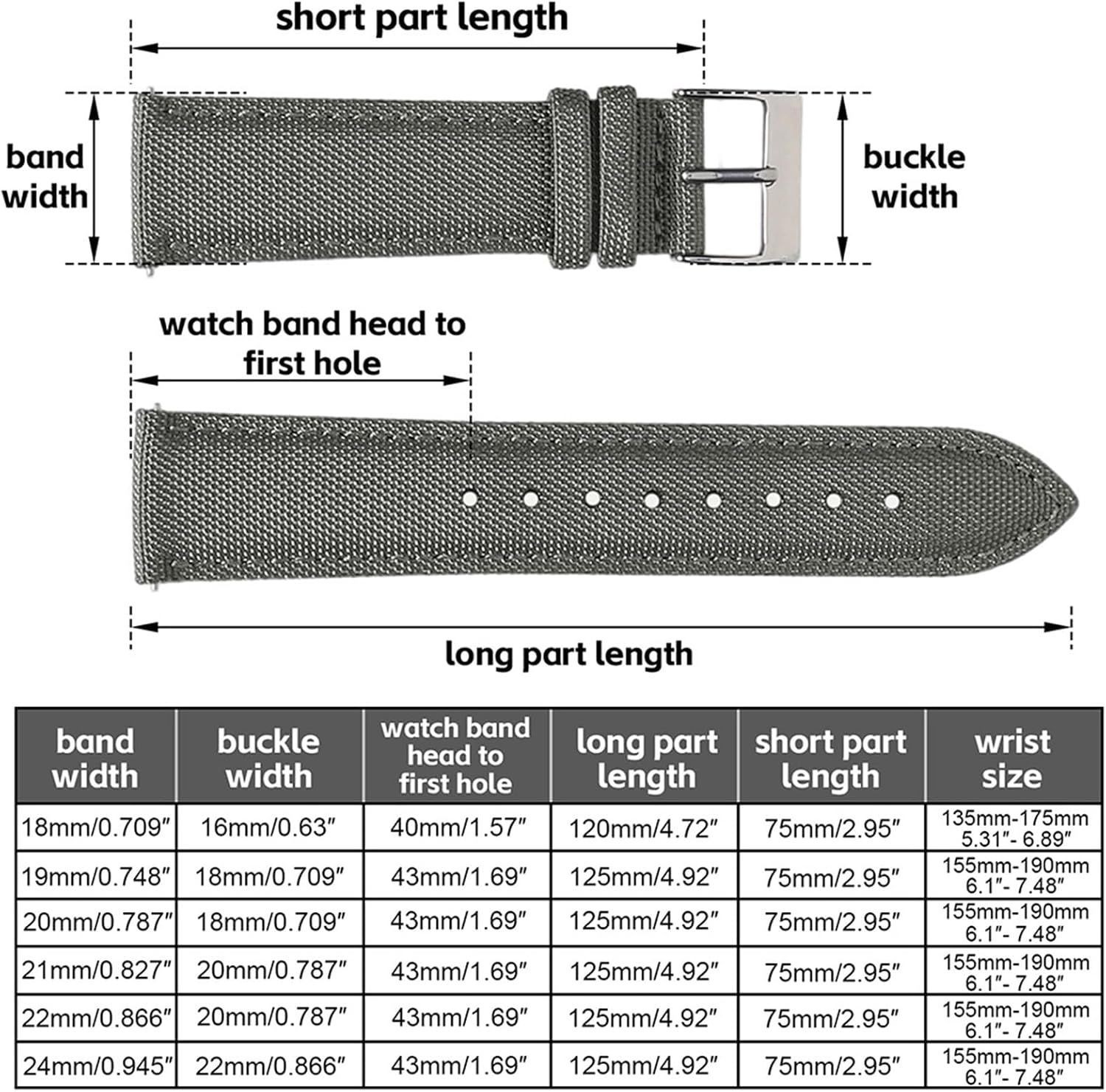 Strap Only For 18mm 19mm 20mm 21mm 22mm 24mm Nylon Band
