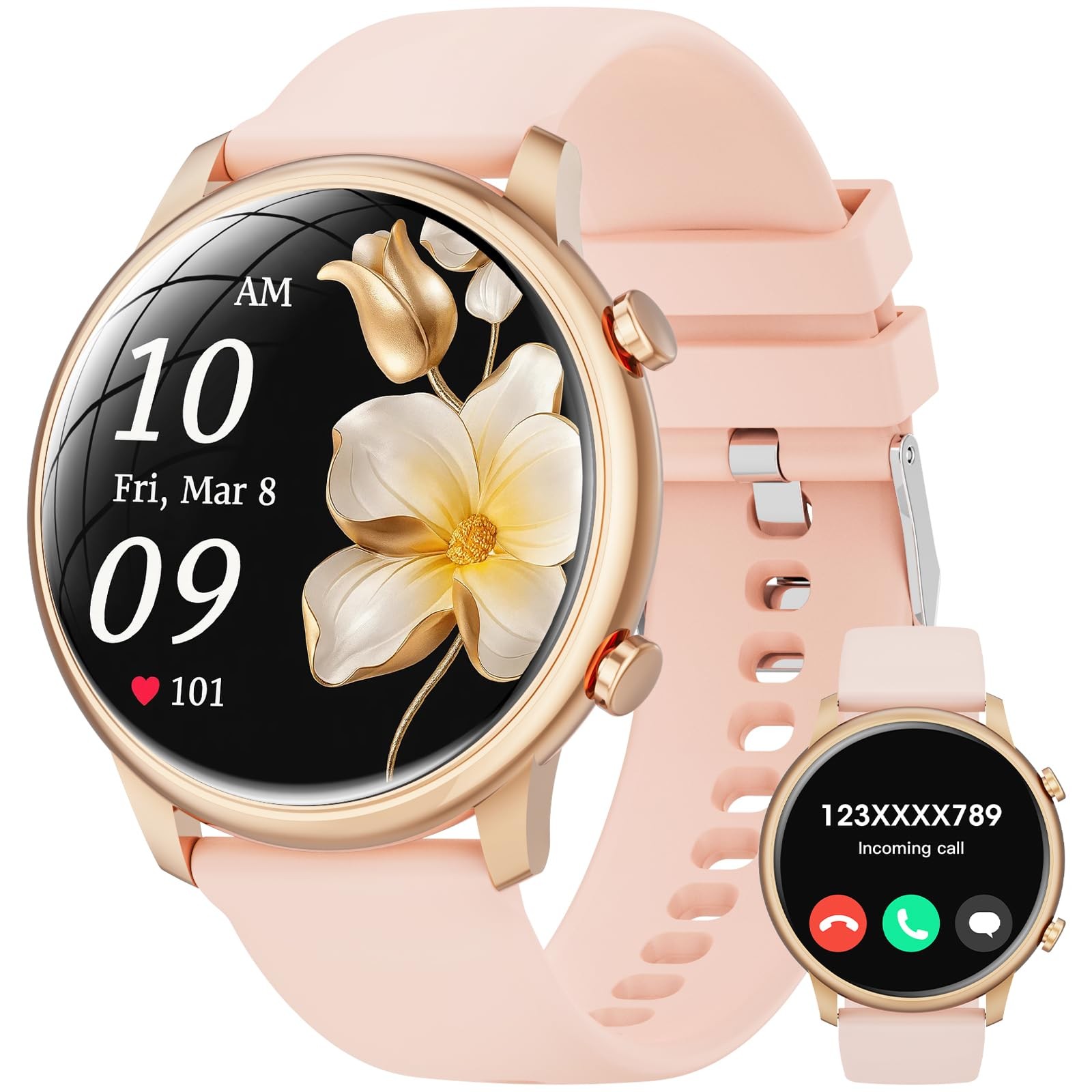 Smart Watches for Women Android Phones iPhone Compatible(Bluetooth Call),1.39…