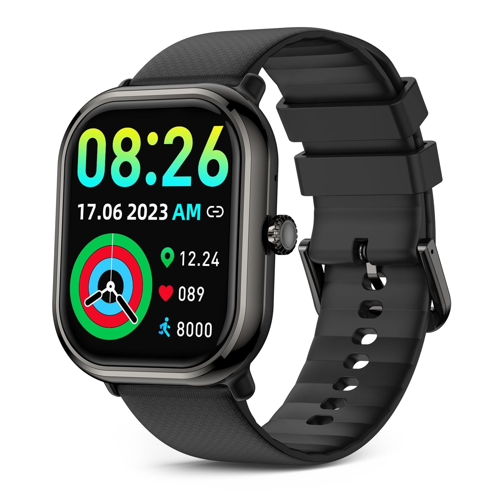Smartwatch(Answer/Make Call), AMOLED Smart Watches for 1.96 inches, Black