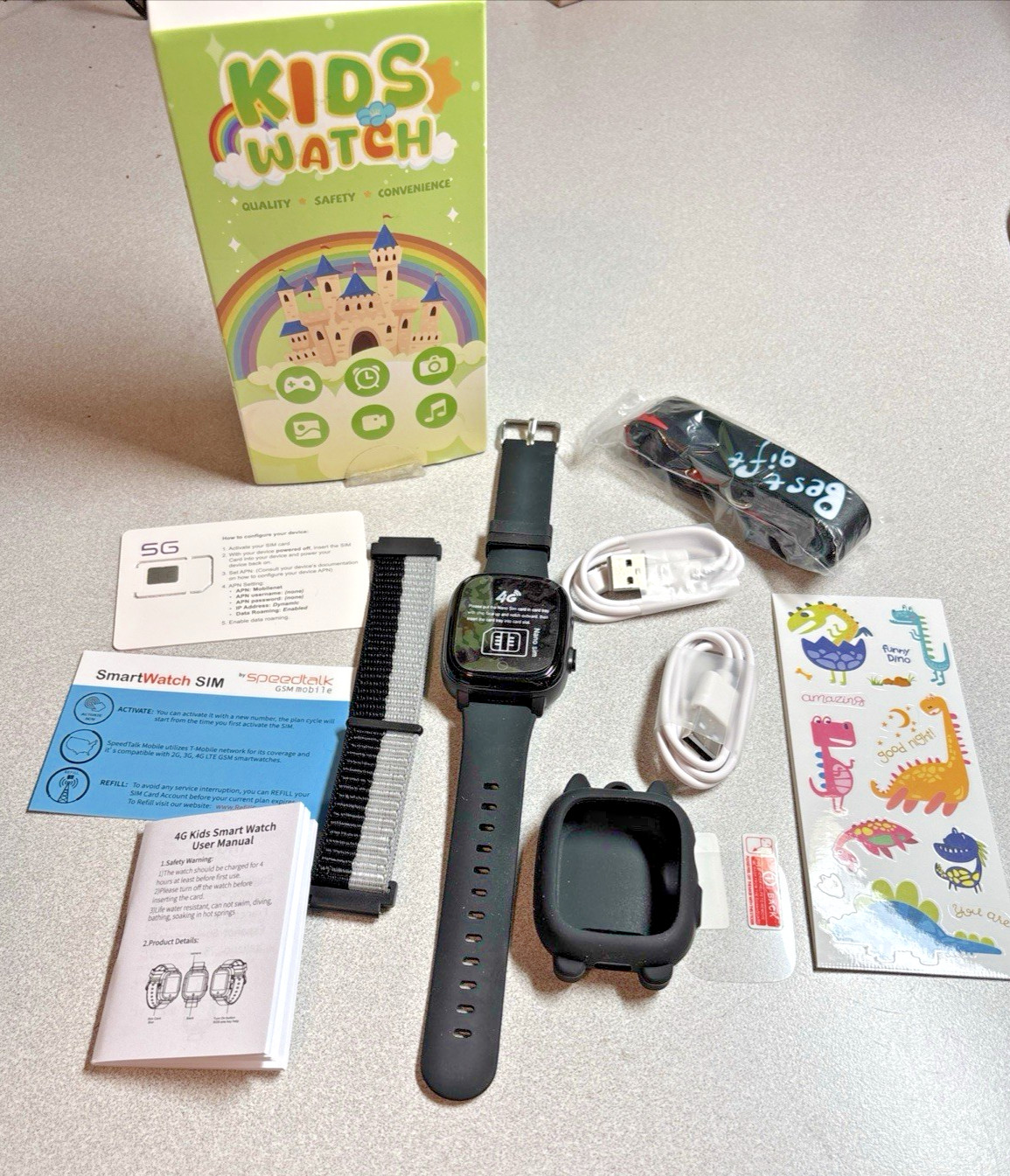 OKYUK 4G Smartwatch, Kids Watch , 47 Exciting Games,Calling , Black*