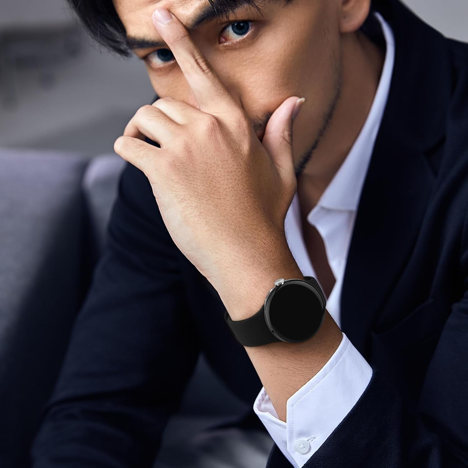 Black Soft Silicone Replacement Band for Google Pixel Watch 2/3 (41mm) Sports St