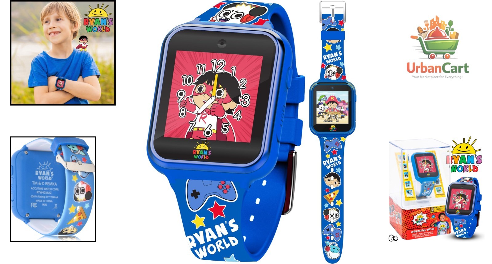 Ryan’s World Kids Smart Watch – Touchscreen Fun, Camera & Pedometer, Ages 4-12