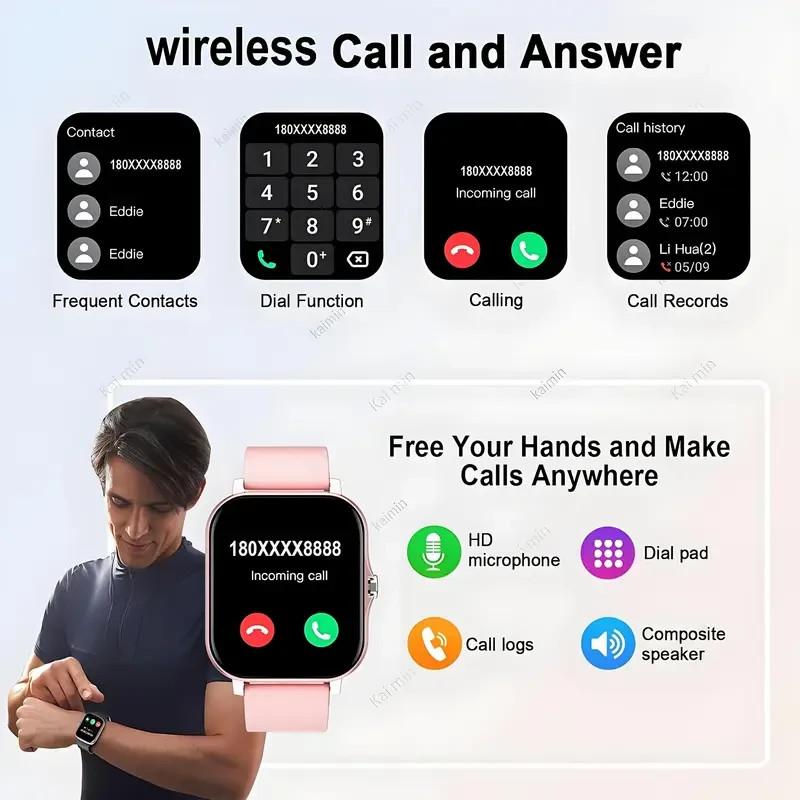 Pink Smart Watch 1.83″ HD Touch Screen Text/Make/Receive Calls Fitness Tracker