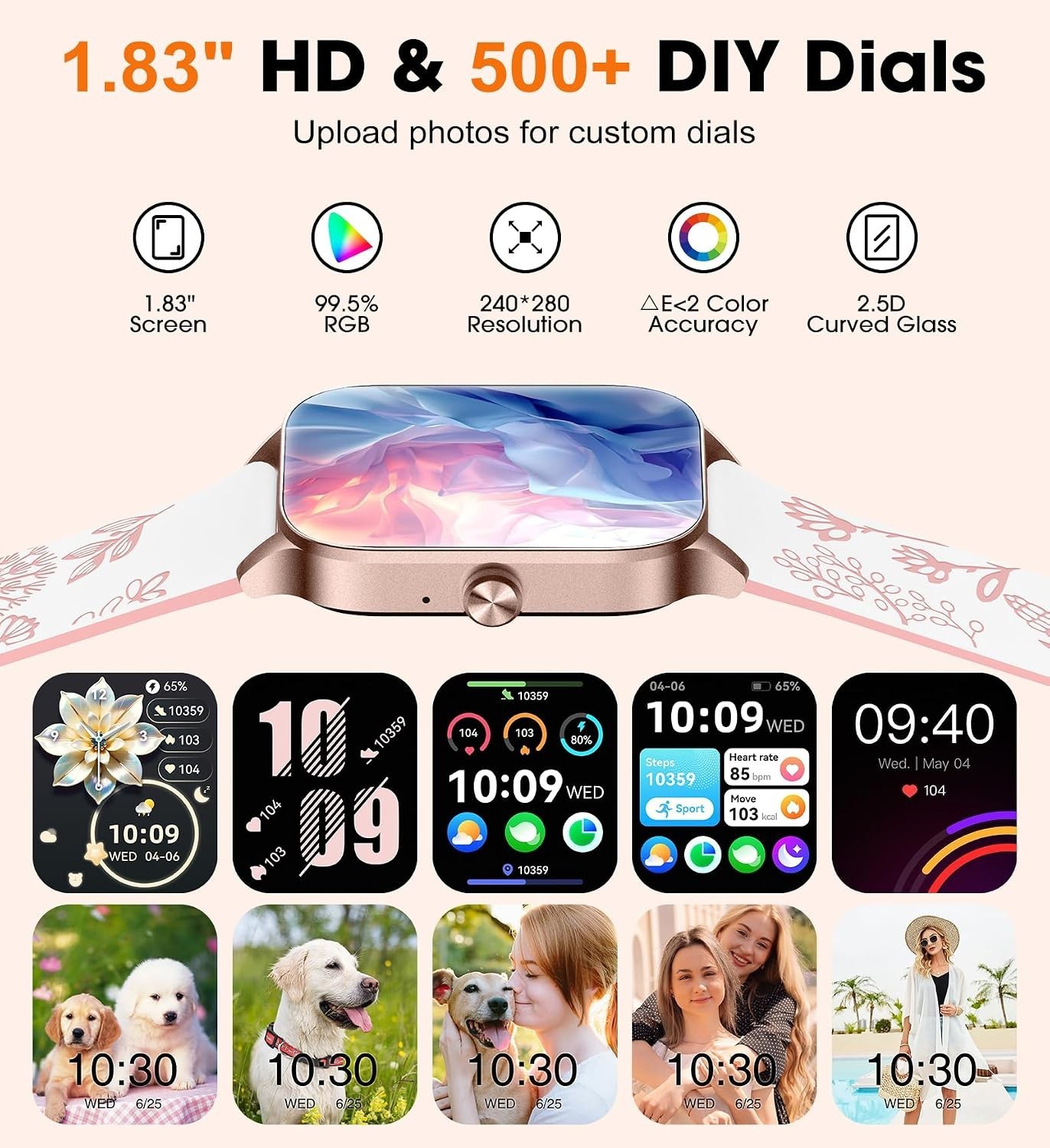 Stylish Fitness Smart Watch for Women – Bluetooth Calls & Custom Watch Faces