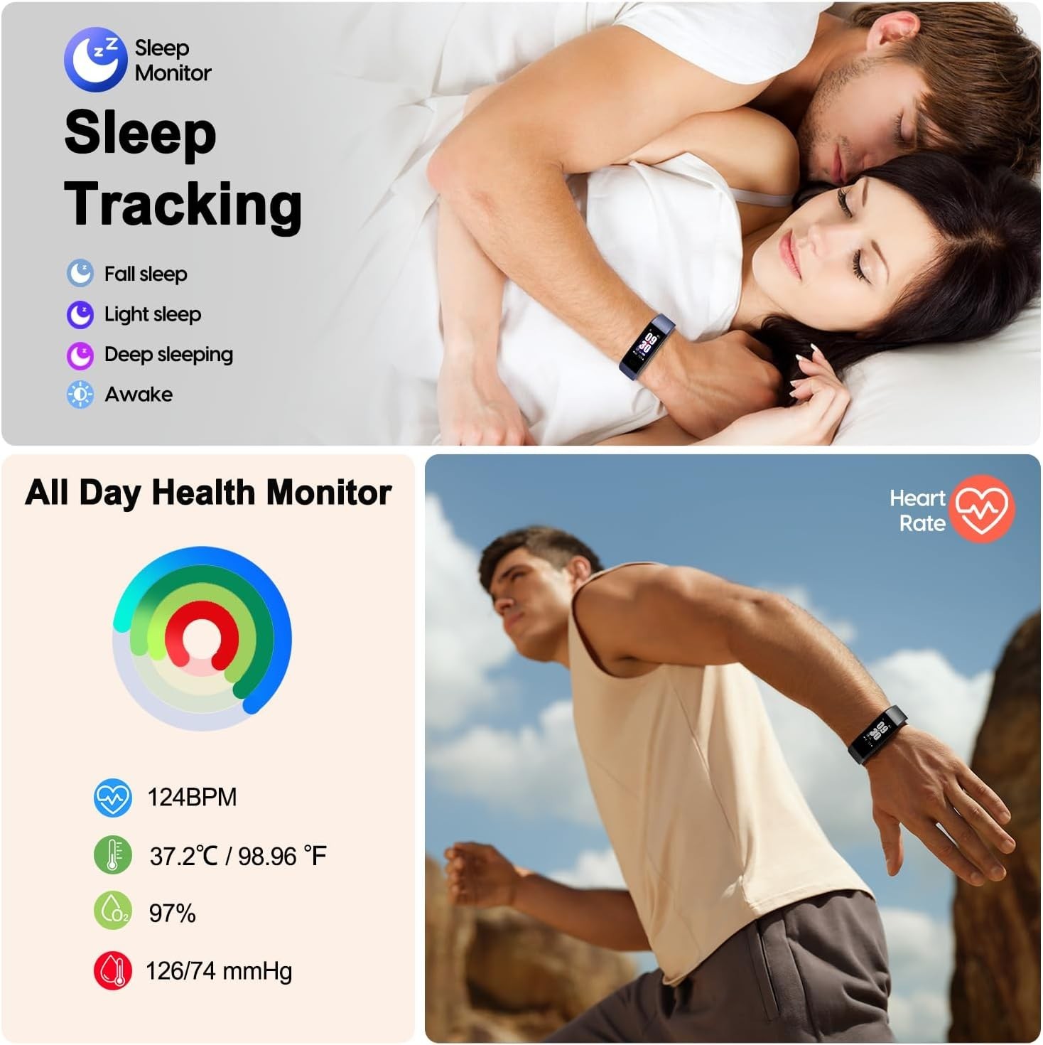Lightweight Fitness Tracker with Step Counter & Sleep Analysis – Adjustable Size