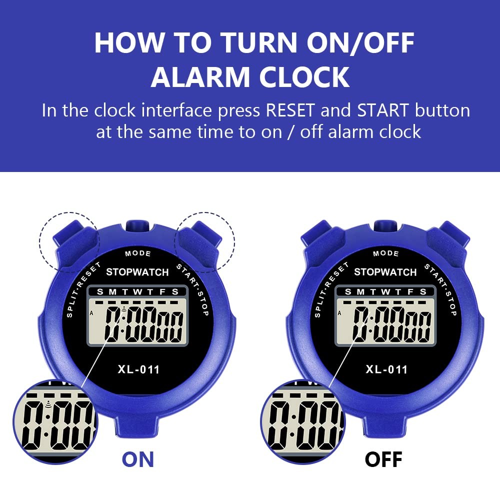 Digital Stopwatch Single Lap Split 12/24 Hour Clock for Coaches Swimming Running