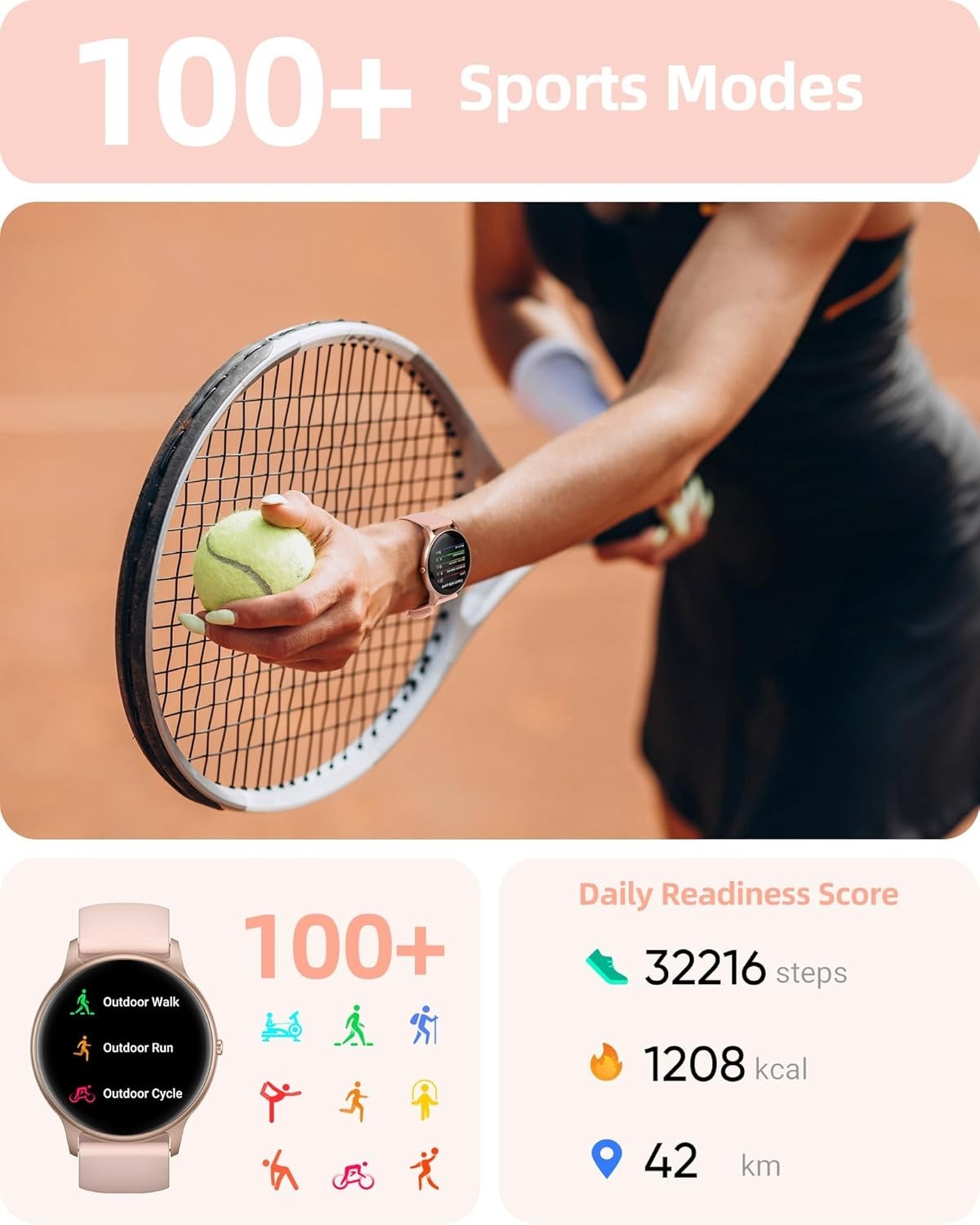 Versatile Fitness Smart Watch for Women: 200+ Custom Dials, 24/7 Health Tracking