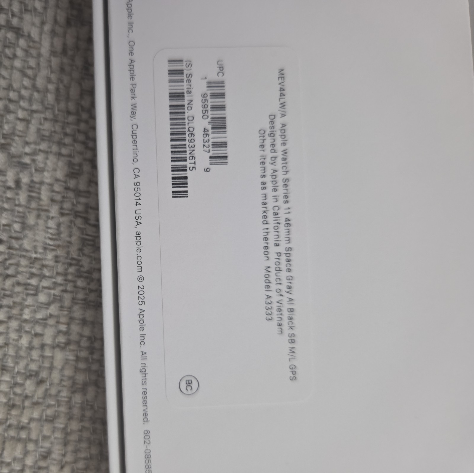 Apple Watch Series 11 46mm Space Gray Aluminum Case Black Silicone Band GPS 64GB