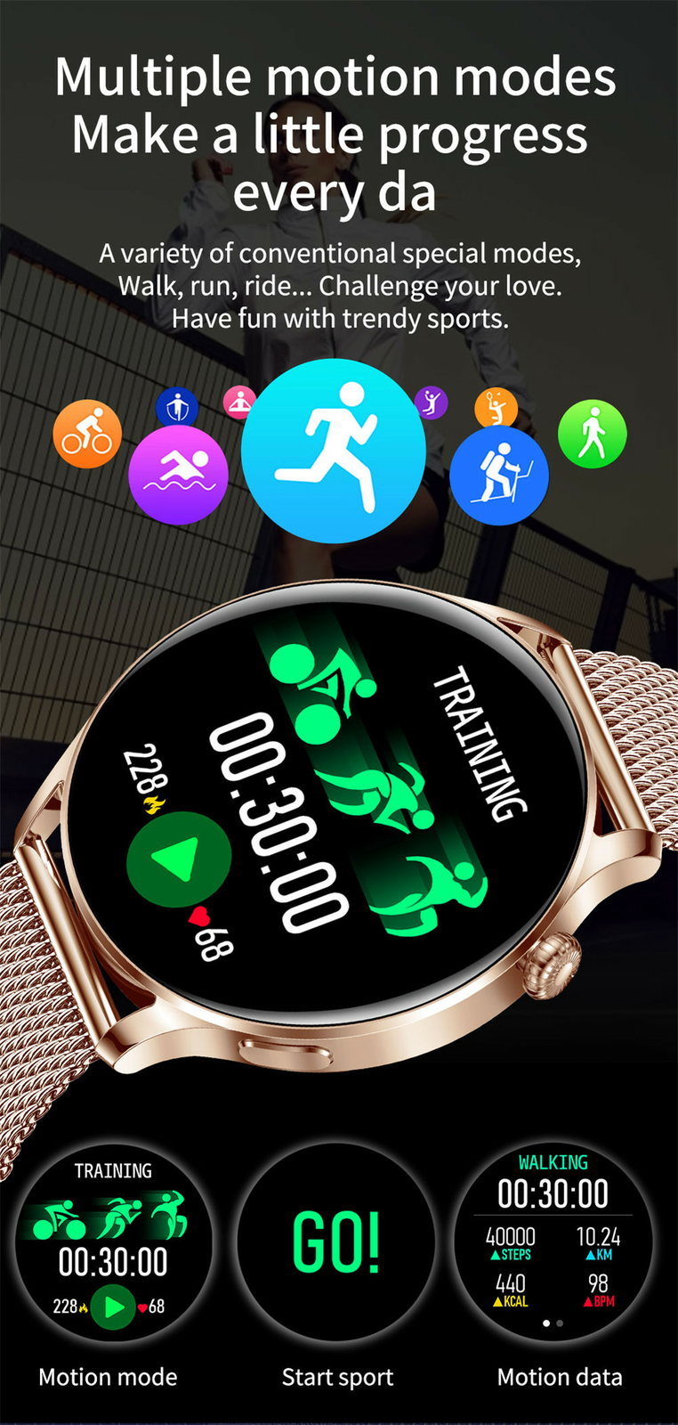 Smart Watch 1.28 inch Touch Screen Bluetooth Call Watch for Andorid IOS Phones