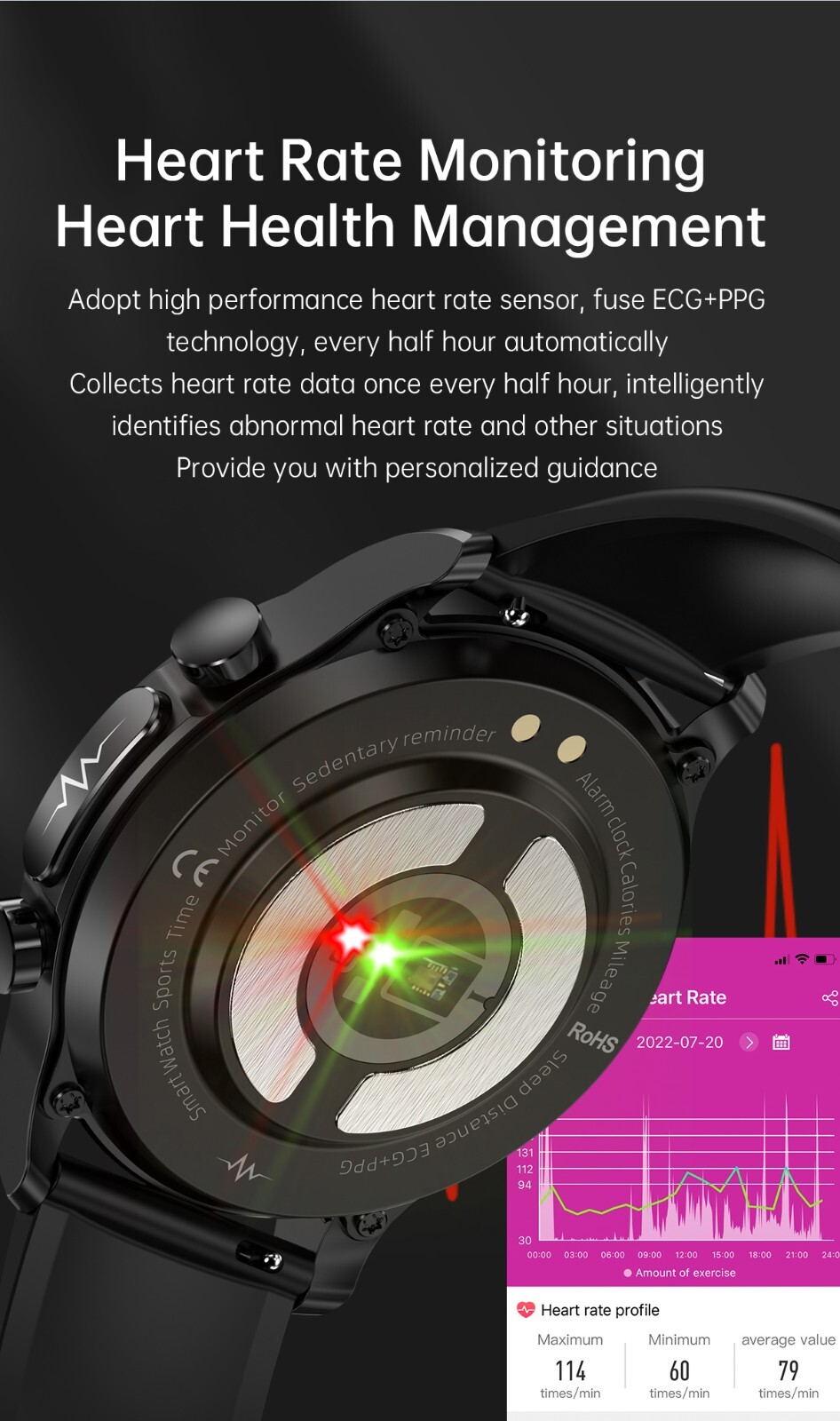 Medicoswatch E400 ECG Body Temperature Measuring Smartwatch