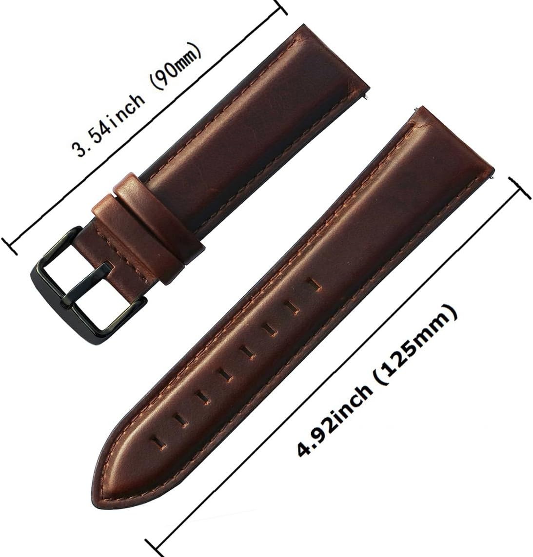20mm Brown Leather Replacement Strap for Galaxy Watch 4 46mm – Genuine Quality