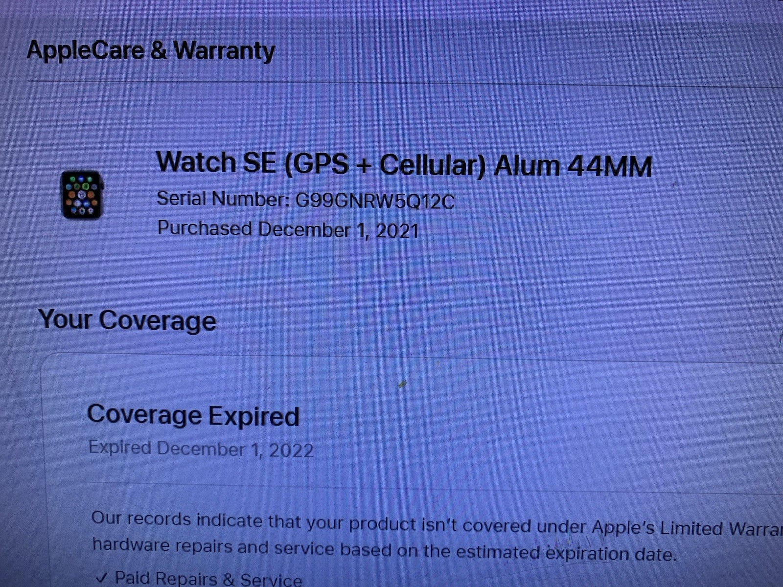 Apple Watch SE 1st Gen 44mm A2354 GPS Cellular Space Gray See Description