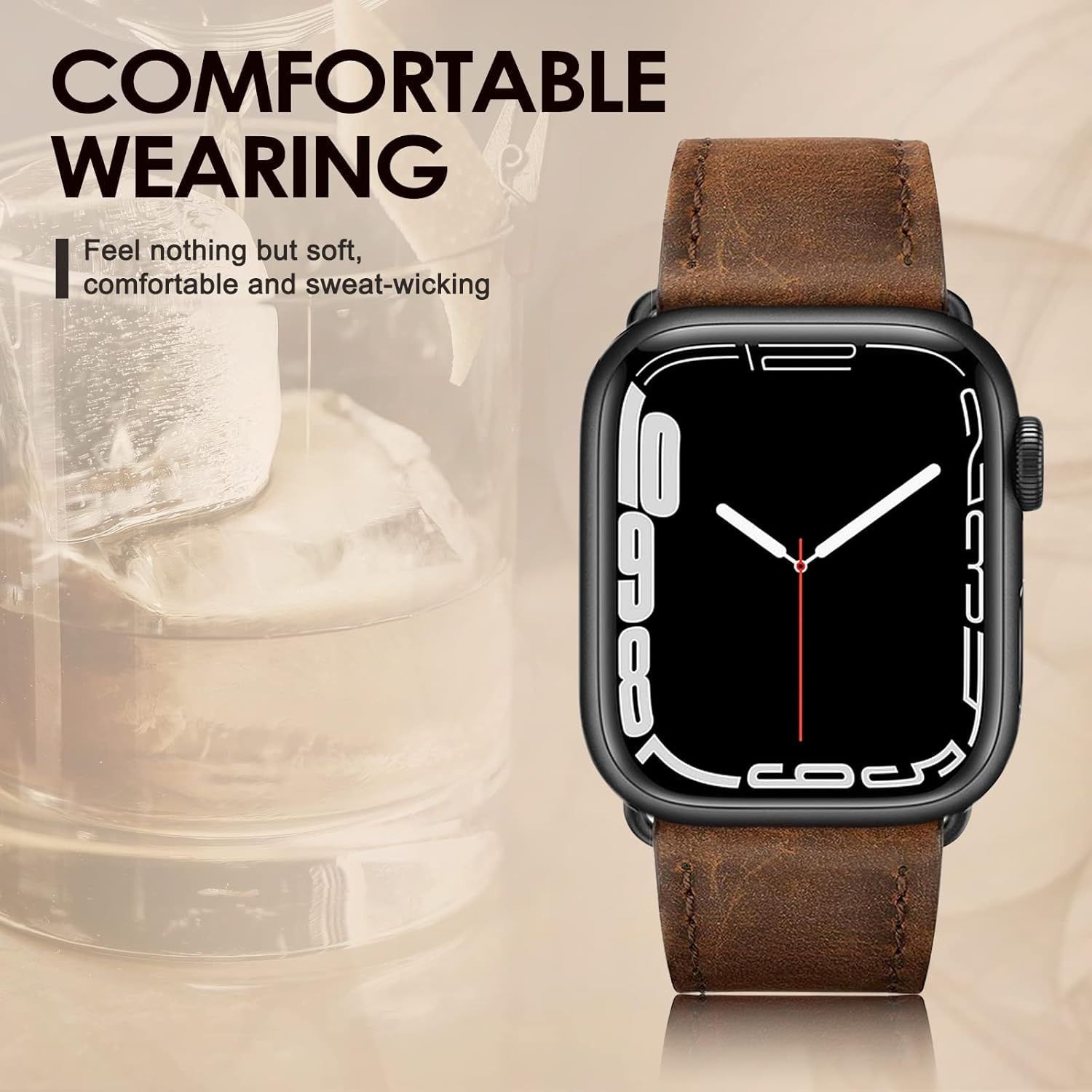 Vintage Genuine Leather Strap Compatible with Apple Watch 44mm Series 1/2/3