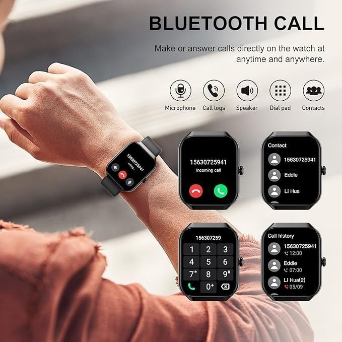 Stylish Smart Watch for Men & Women – 2.01″ HD Bluetooth Fitness Tracker & Ca…