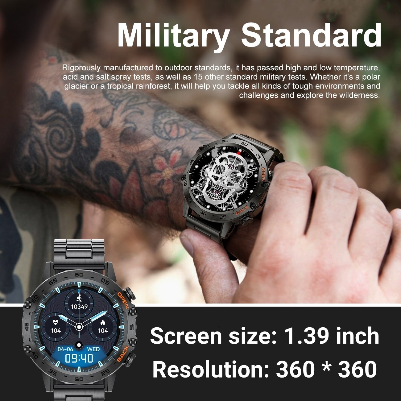 2026 Smart Watch for Men Bluetooth Call Receive/Dial Heart Rate Fitness Tracker