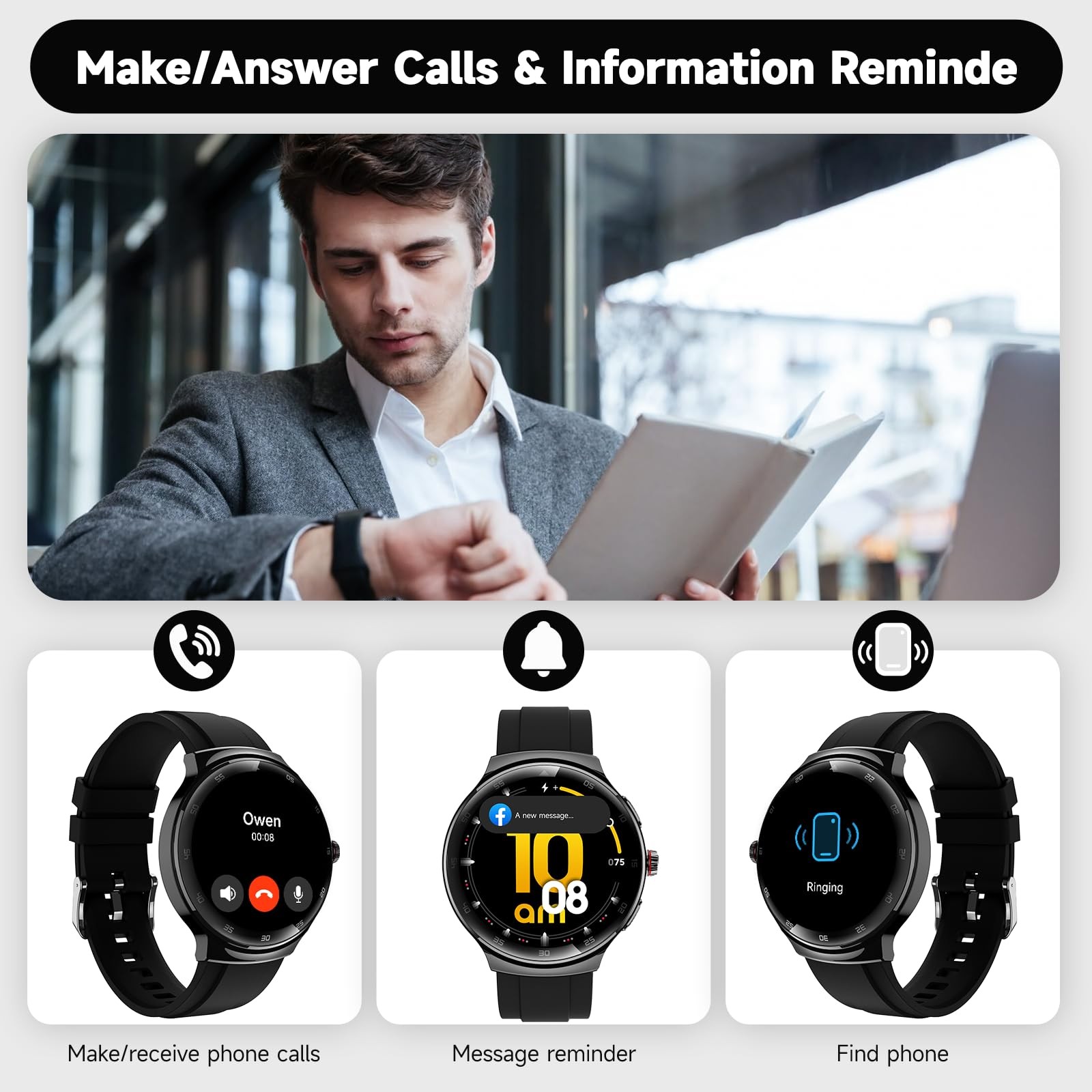 Smart Watches for Men Women, Waterproof Fitness Tracker, 1.43” AMOLED Touchs…