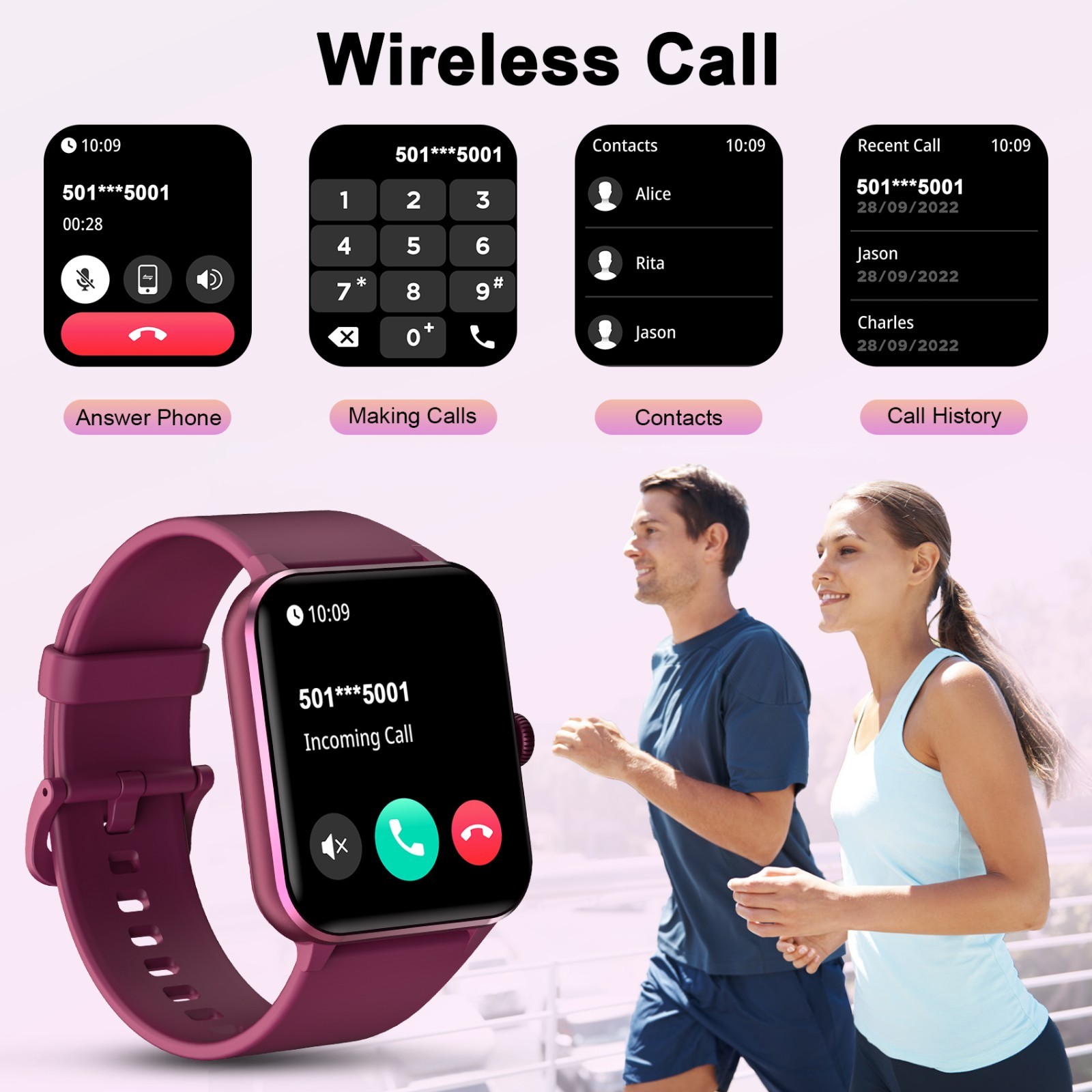 Bluetooth Smart watch Men/Women Bluetooth Compatible with iPhone Samsung Android