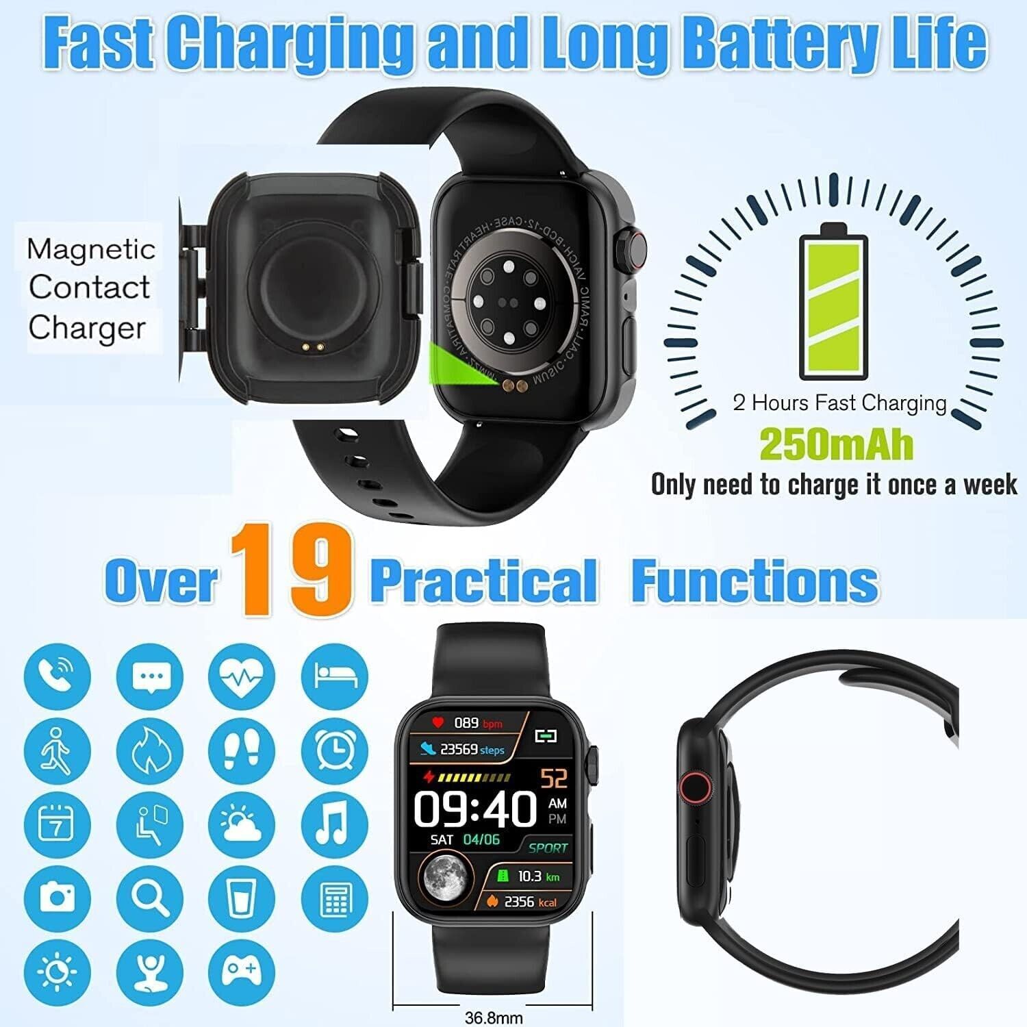HW22 Pro 1.75″ Smart Watch, IPS Touch Display, 180 mAh Battery, for Adult