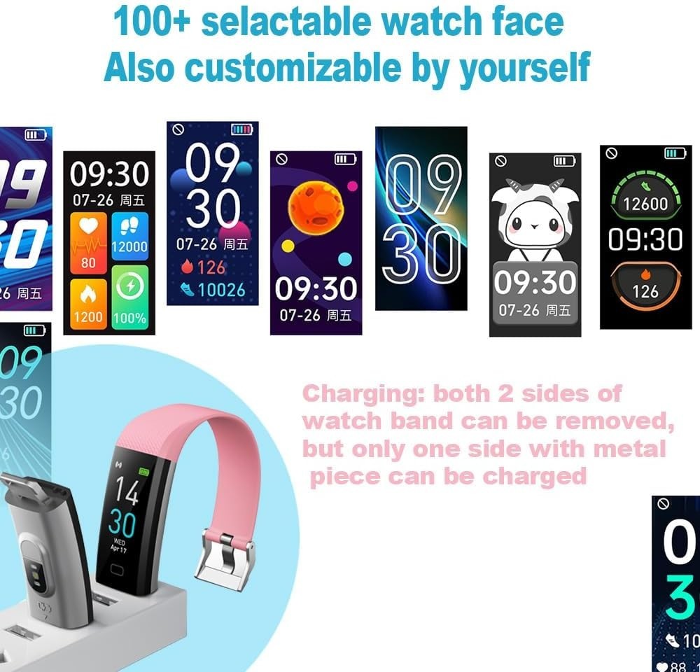 Waterproof Fitness Tracker with Heart Rate & Blood Pressure Monitor for All