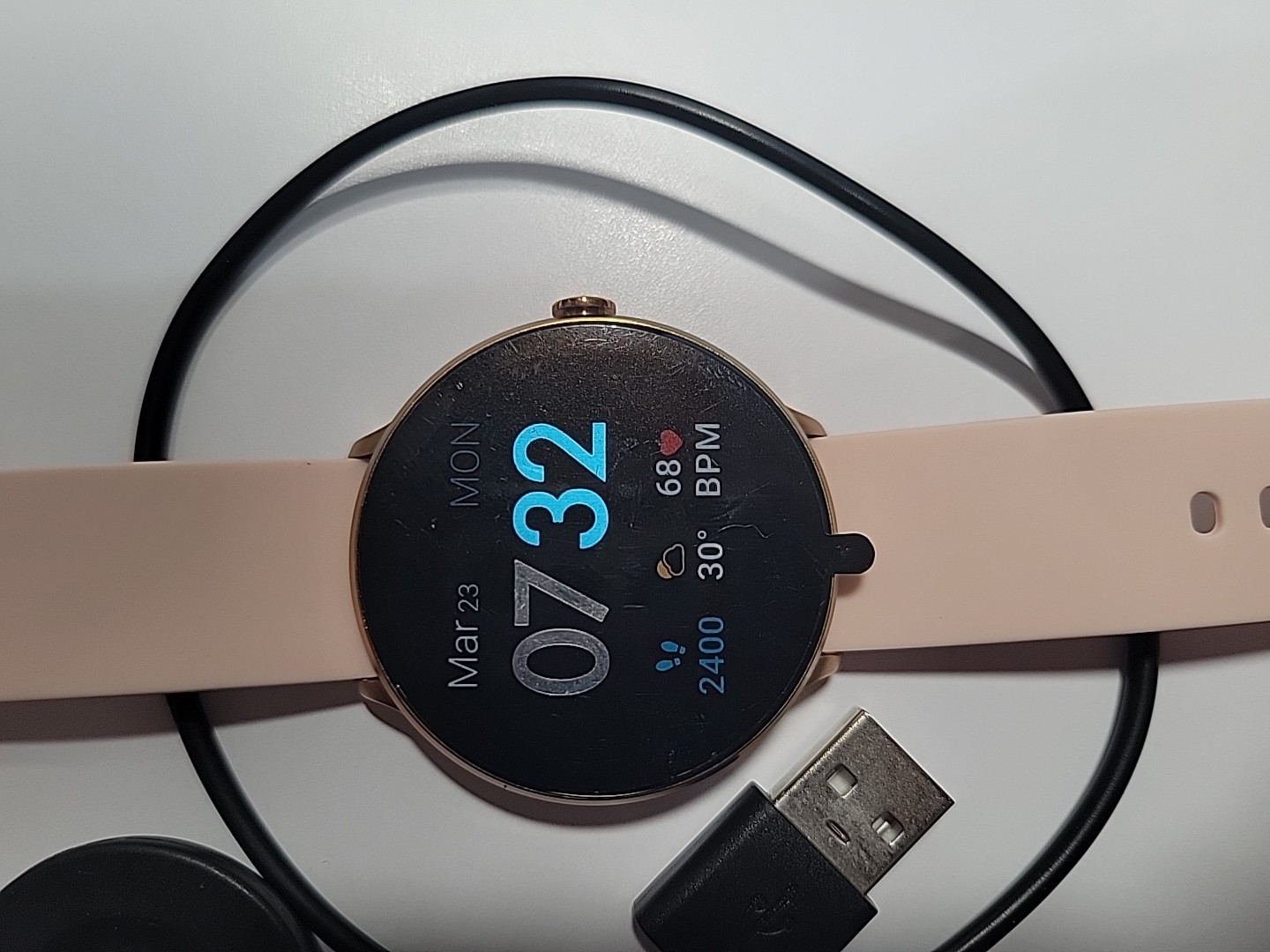iTouch Sport 3 Smartwatch Fitness Tracker: Rose Gold Case with Blush Strap