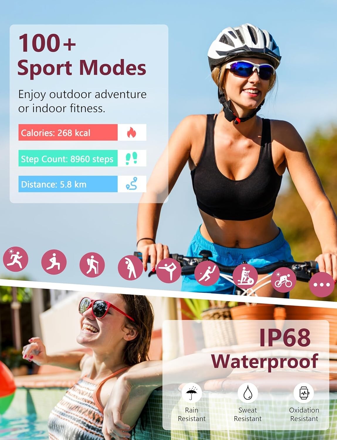 Smart Watch 1.83” for Women & Men IP68 Waterproof for Android & iOS