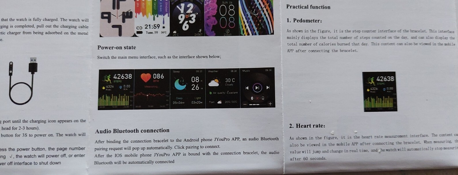 Bluetooth Smart Watch Heart Rate Monitor Fitness Sport Waterproof sleep &weather