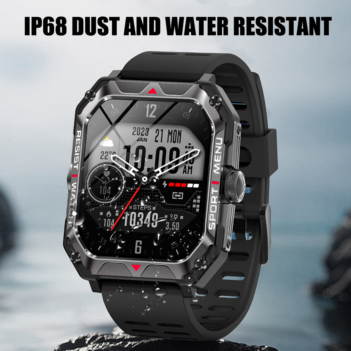 Rugged Military Smart Watch Men Android iOS Fitness Watches Waterproof New 2023.