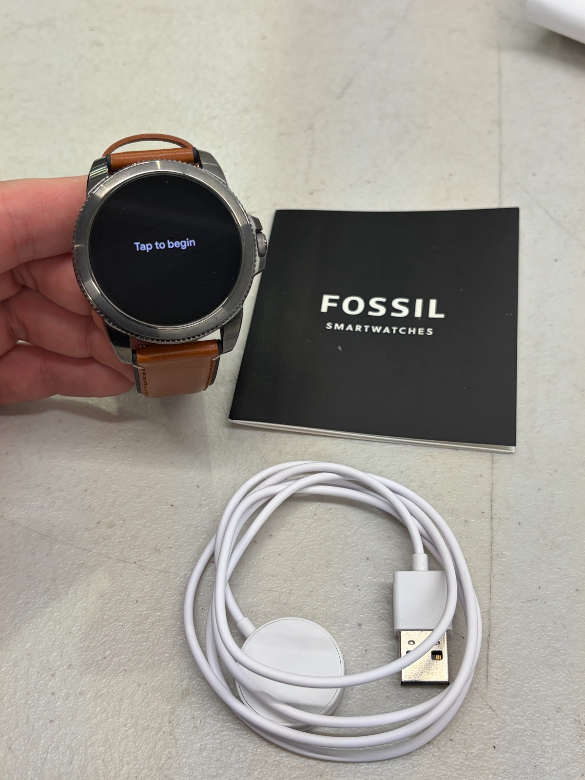 Fossil FTW4055 Gen 5E Smartwatch on Brown Leather Strap