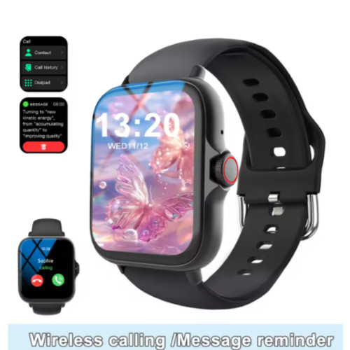 Smart watch with full touch screen, call, message reminder, music control.