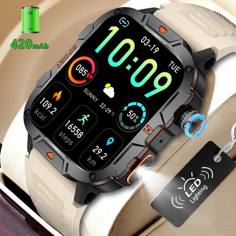 Smart Watch for Men Women Call Receive/Dial Fitness LED Flashlight Waterproof