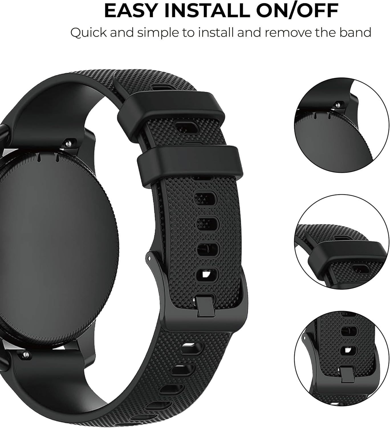 18mm Soft Silicone Band Set for Garmin Vivoactive 4S, Venu 3S, Venu 2S, 2 Pack