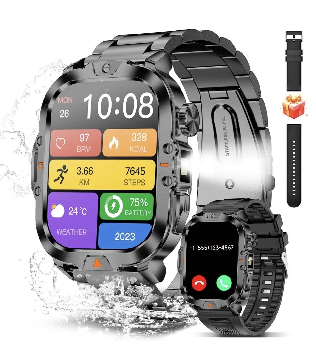 BRUBOSES Smart Watch for Men Military Answer/Make Call 2.01? Display 170+ Sports