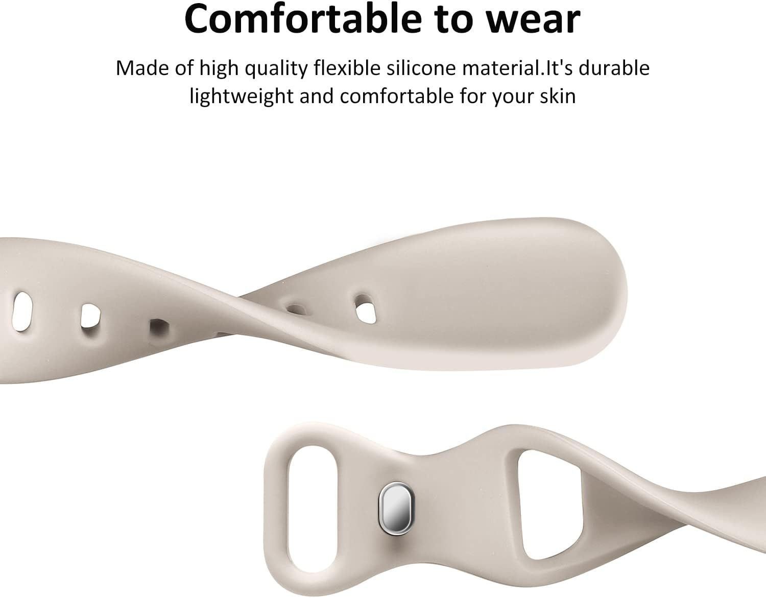 Silicone Strap Compatible with Apple Watch Series 11 38mm 40mm 41mm Starlight