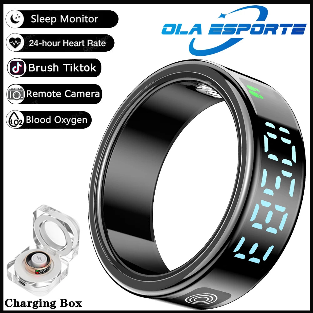 Display Screen Smart Ring Bluetooth Connection Heart Rate Sleep Monitoring Multi
