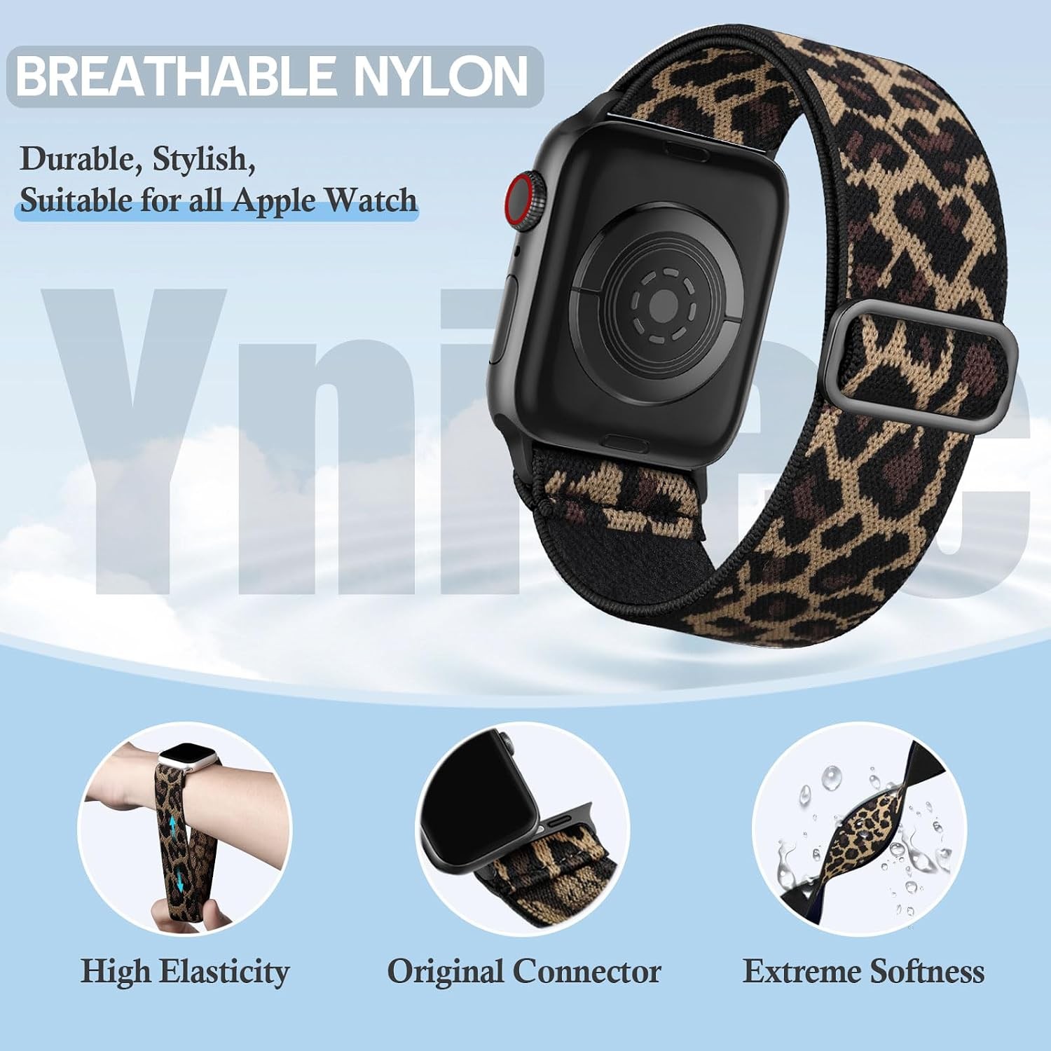 Leopard Print Stretchy Band for Apple Watch 40mm 38mm 41mm 42mm Compatible