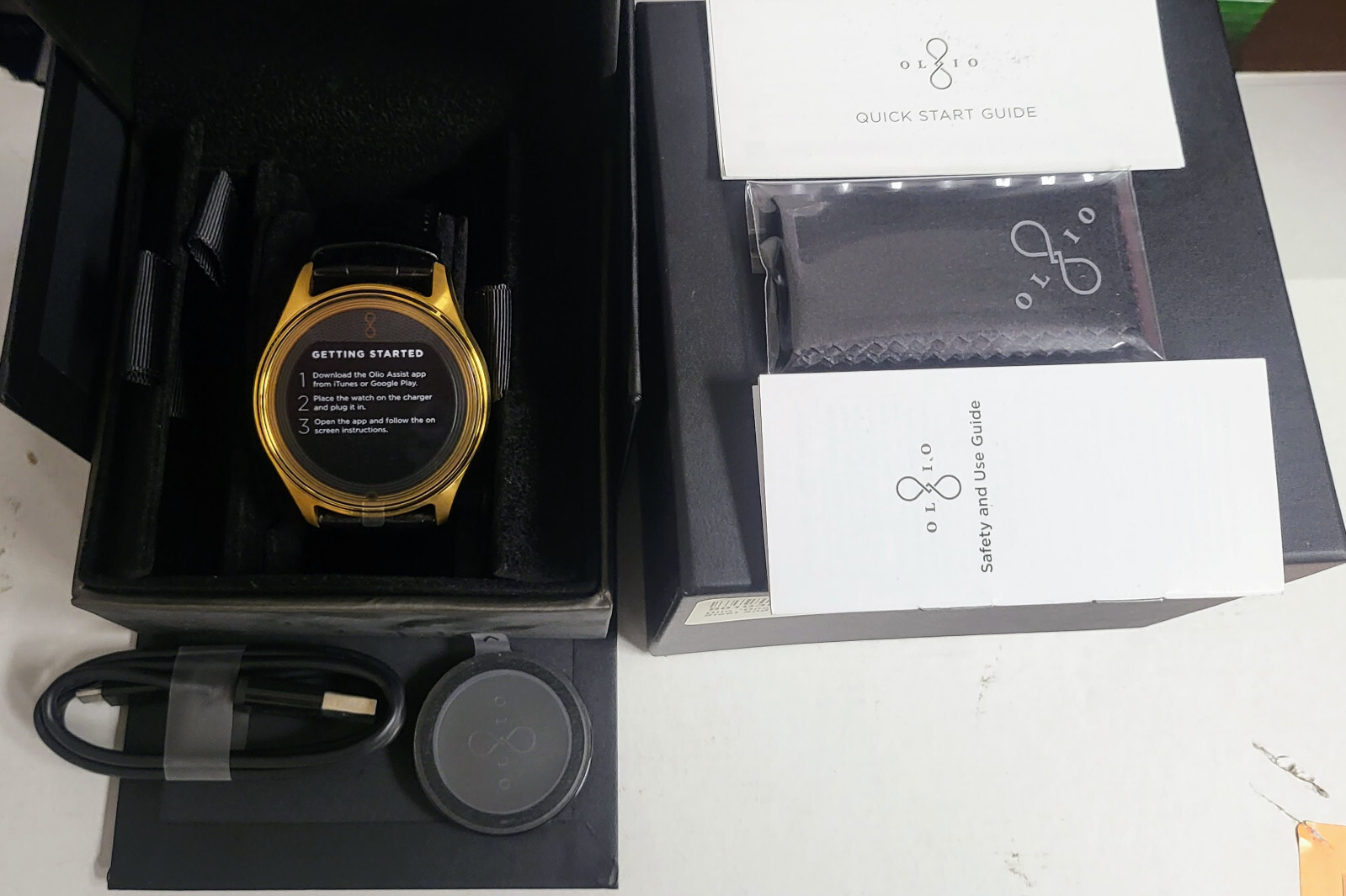 *NEW & RARE* Olio Model One Smartwatch 24K Gold/Brown Alligator Band H1B-SKU-11