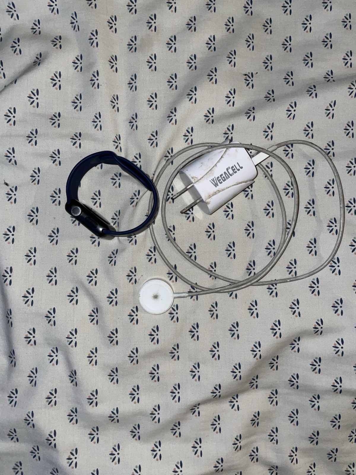 Apple Smart Watch 42mm Silver Aluminum Case Blue Silicone Band Touch Screen