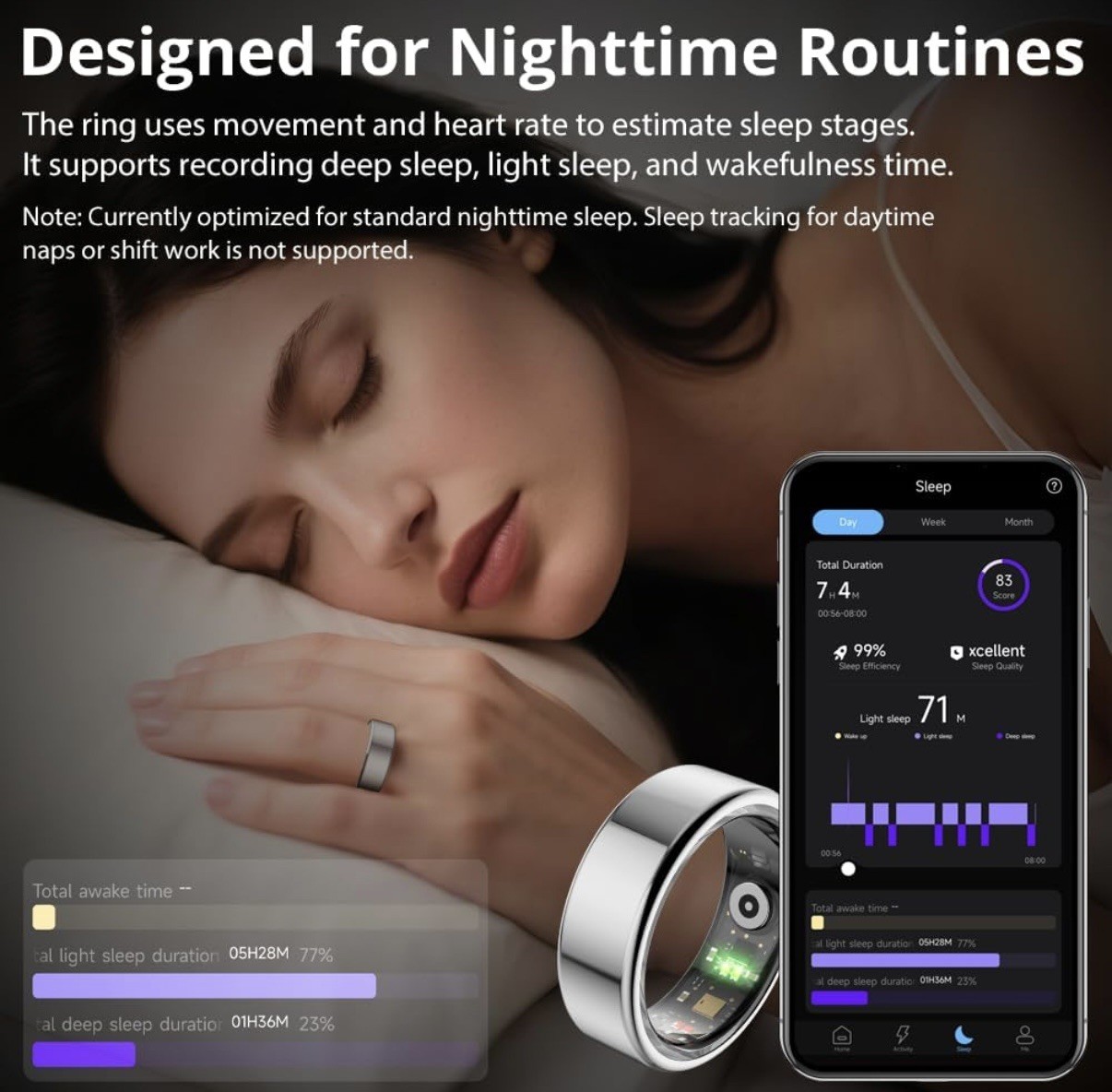 COLMI R02 Smart Ring with Charging Case Health Fitness Tracker Heart Rate Sleep