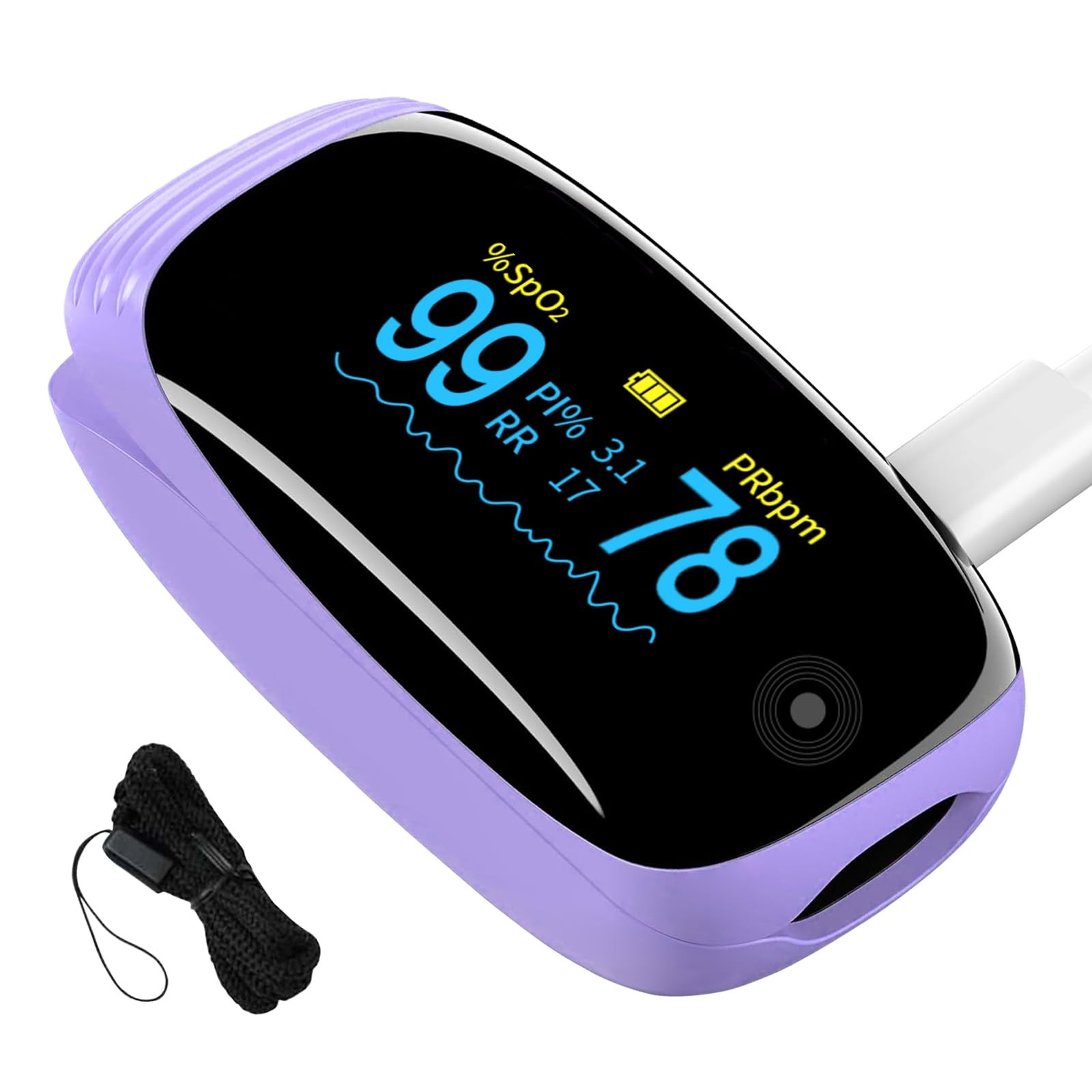 Pulse Oximeter with Respiration Rate, SpO2, PR & PI, Rechargeable Finger Oxyg…