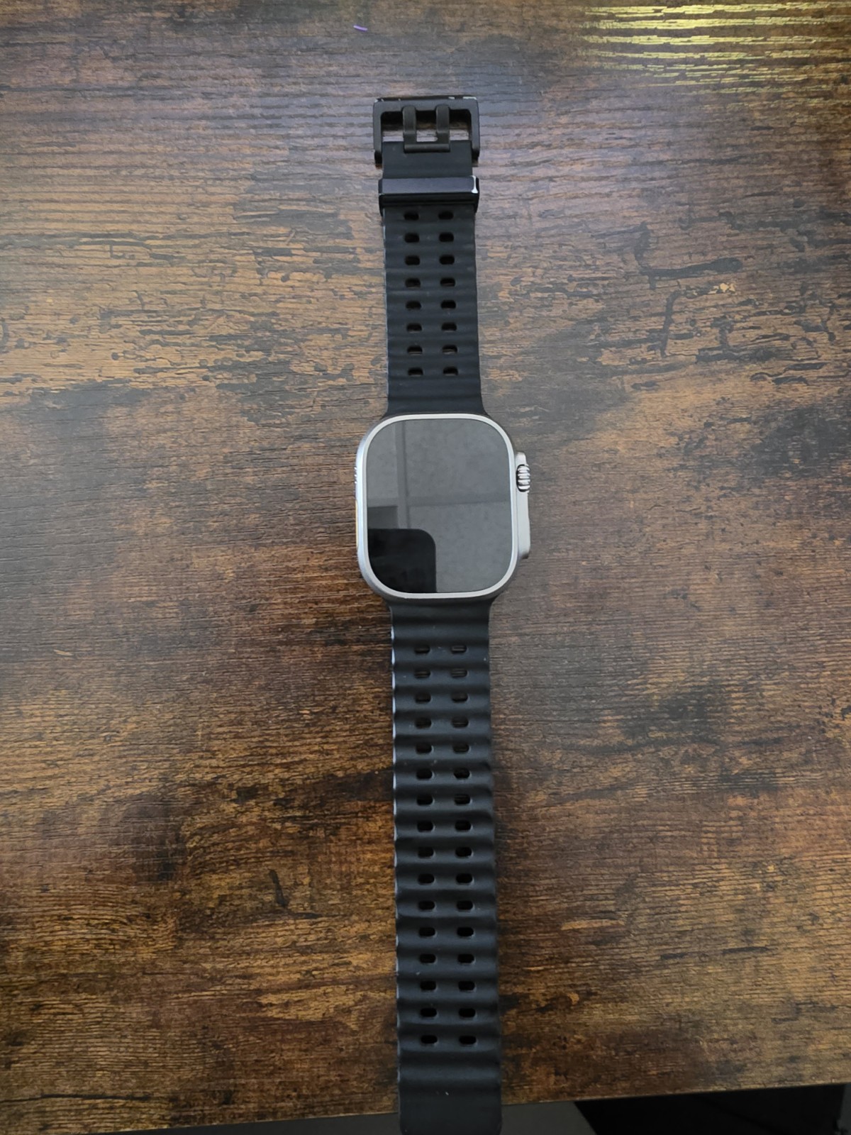 Apple Watch Ultra 49mm Titanium Silver Case Black Silicone Band 32GB Unlocked