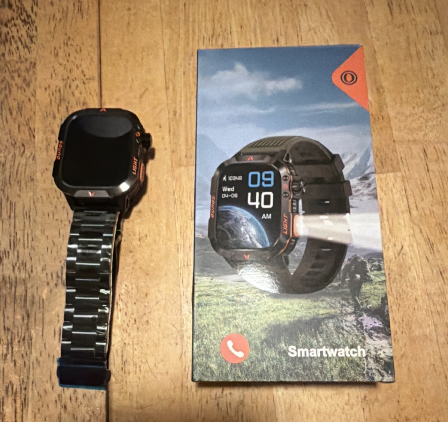 Smartwatch Black Metal Case Stainless Steel Band, Android and works with IOS