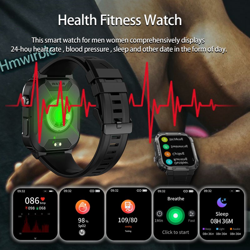 Military Smart Watch For Men Bluetooth Call Sports Fitness Tracker Smartwatch