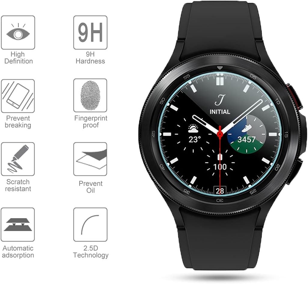 Tempered Glass Screen Protector 4-Pack for Samsung Galaxy Watch 4 Classic 46mm