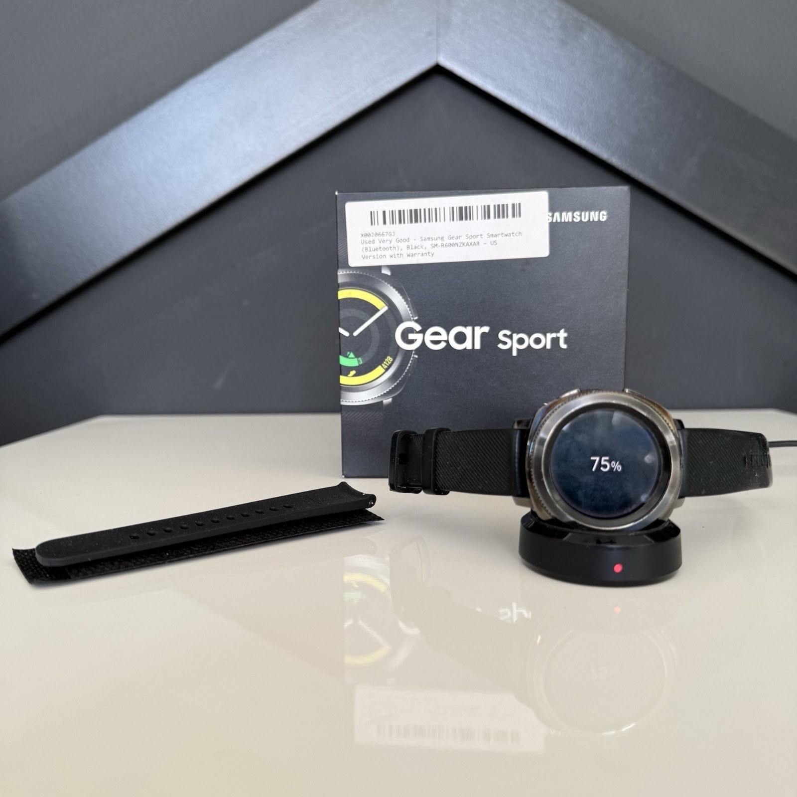 Samsung Gear Sport 44.6mm Black Case Silicone Band Classic Buckle -…