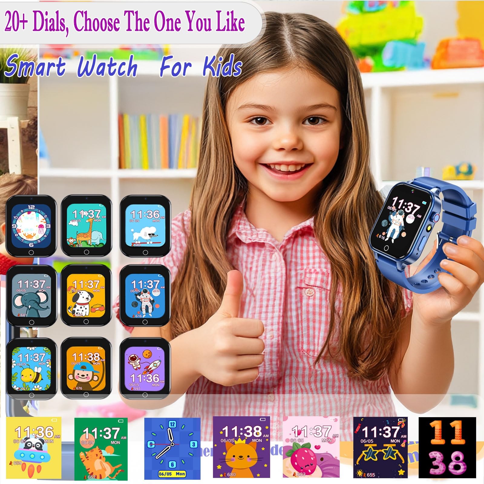 Goodatech Smart Watch for Kids 4-12 Years Boys Girls Blue
