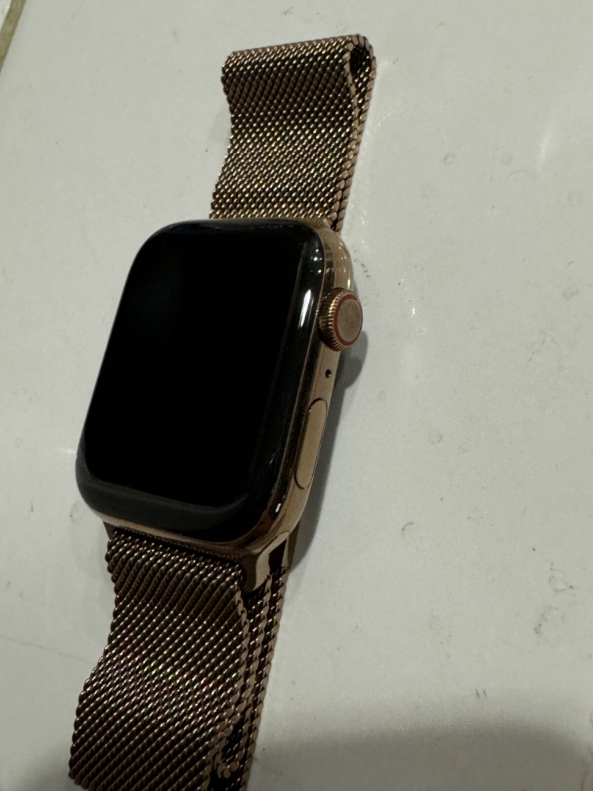 Apple Watch Series 5 44mm Case with Milanese Loop – Gold-Tone Stainless Steel…