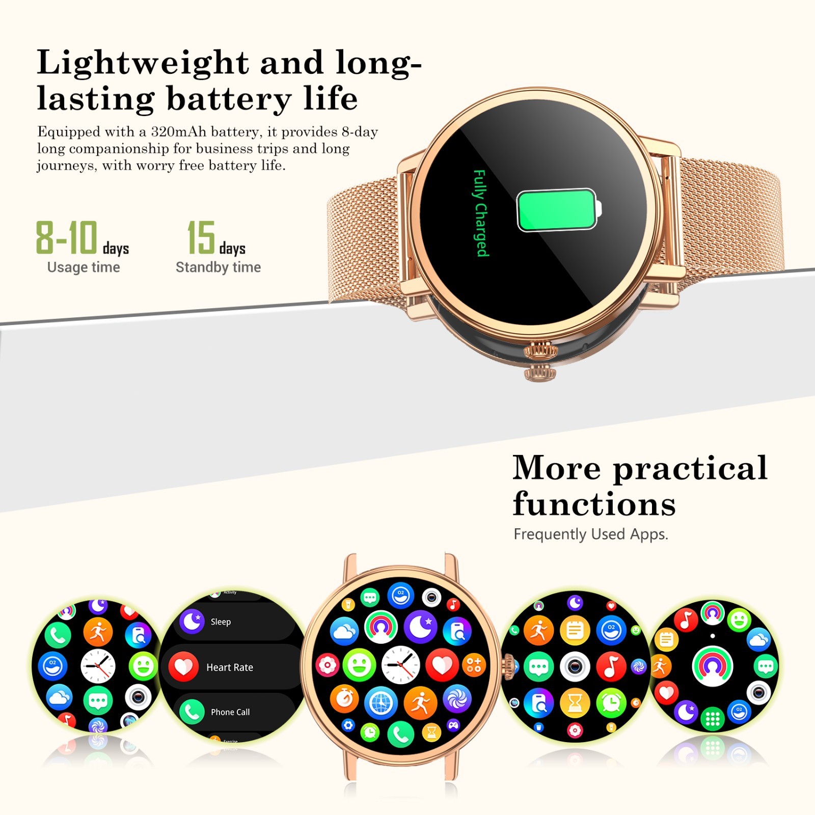 Ladys Smart Watch Women Fitness Tracker Blood Pressure Heart Rate Sport Watches