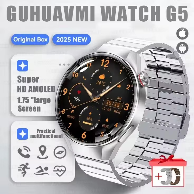 2025 New Originl Watch G5 plus Smart Watch 1.75″ HD AMOLED Screen GPS Track Hear