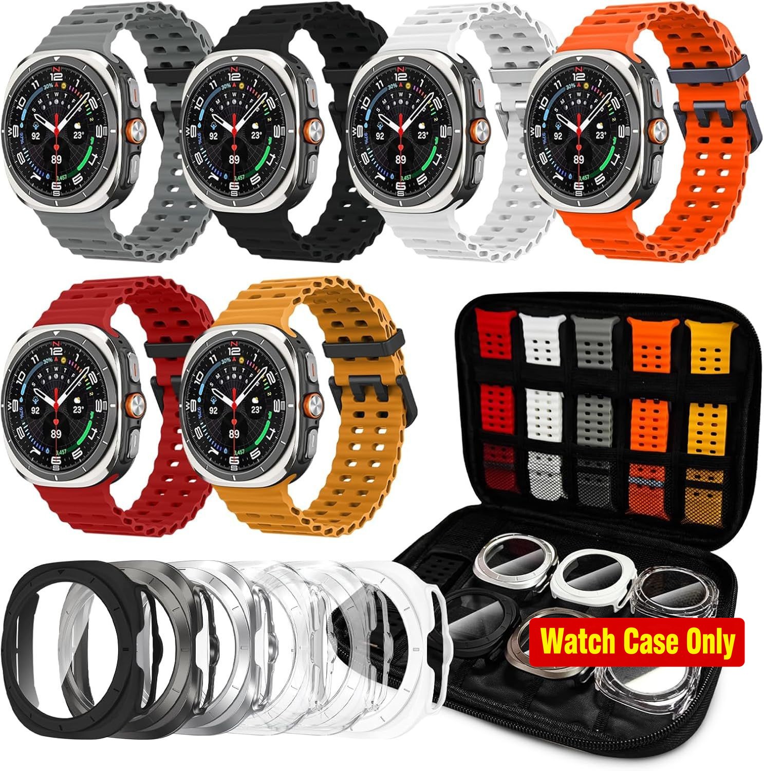 6 Pack Only Case For Samsung Galaxy Watch Ultra 2/Ultra 47mm No Gap Breathable